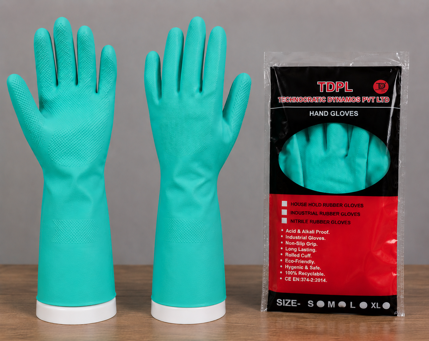 TDPL NITRILE LIGHT GREEN HAND GLOVES 14''
