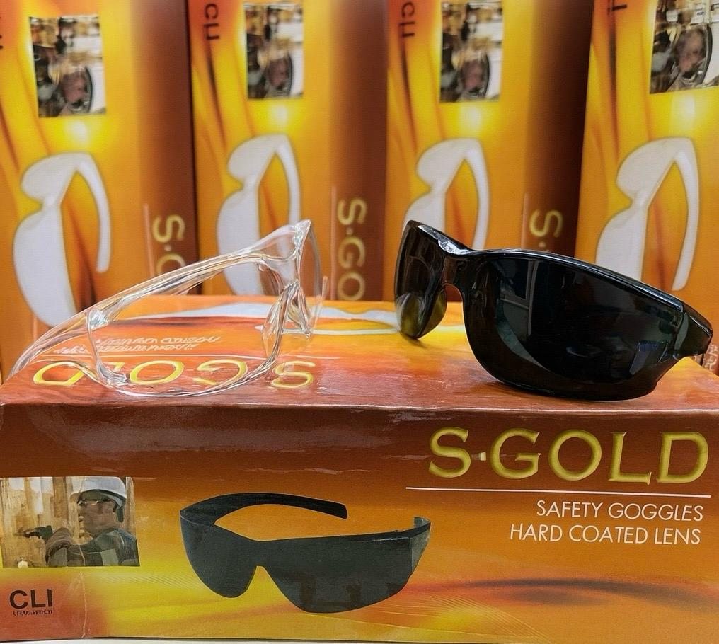 SAFETY GOGGLE S-GOLD CLEAR