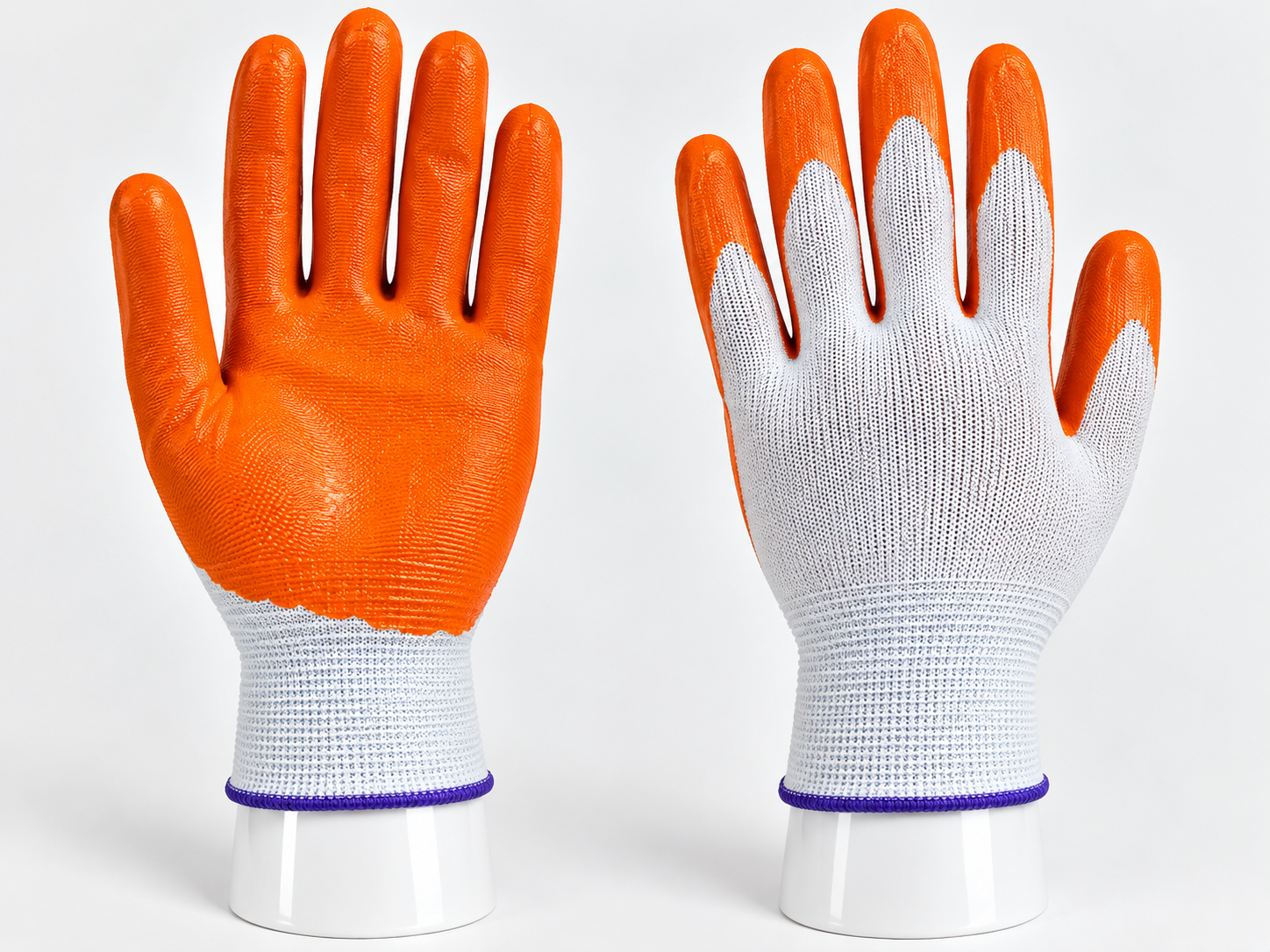 White on Orange  Nitrile Coated Gloves