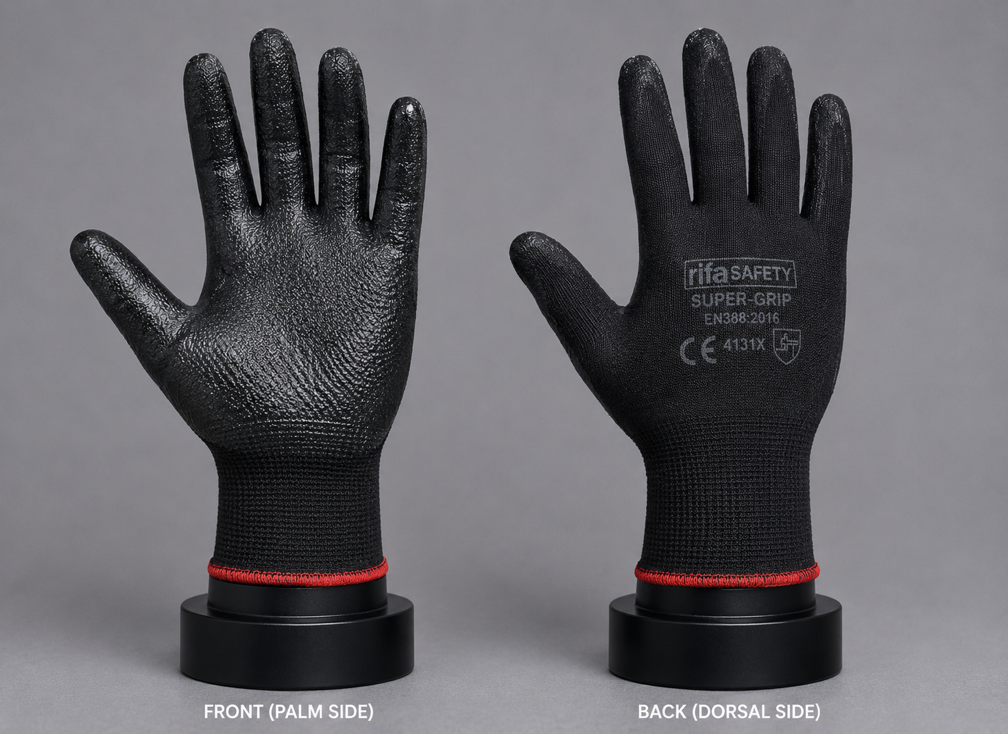 Rifa Nitrile Black On Black Hand Gloves 32-35 GM