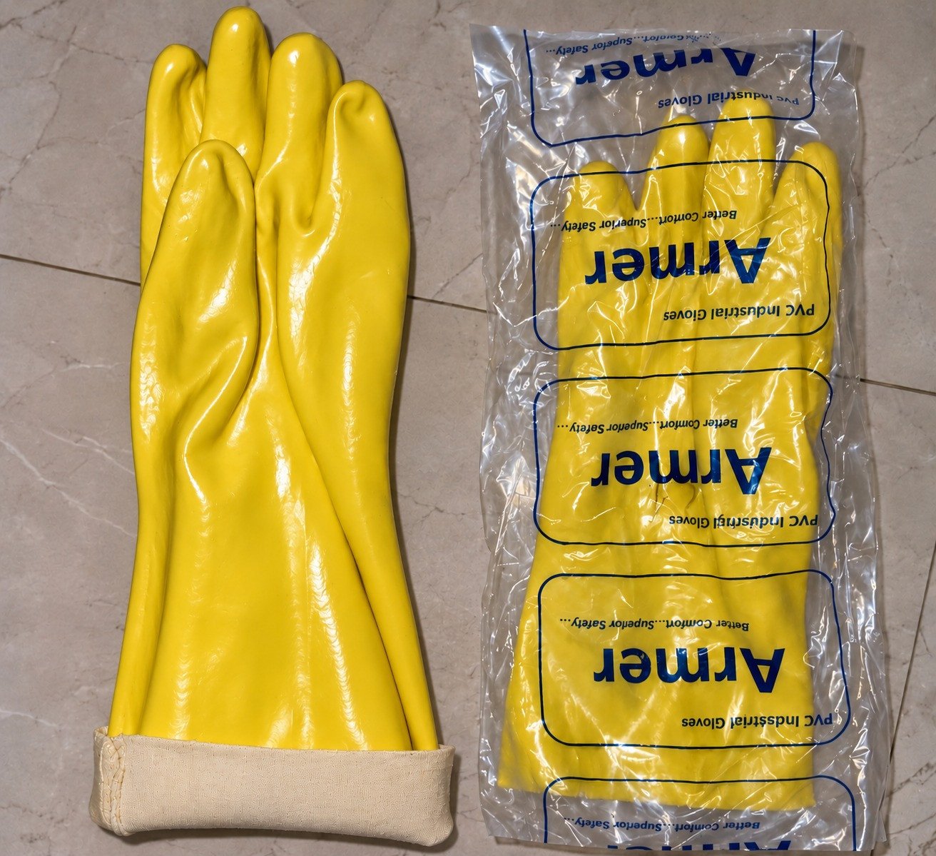 Yellow PVC supported glove 16"