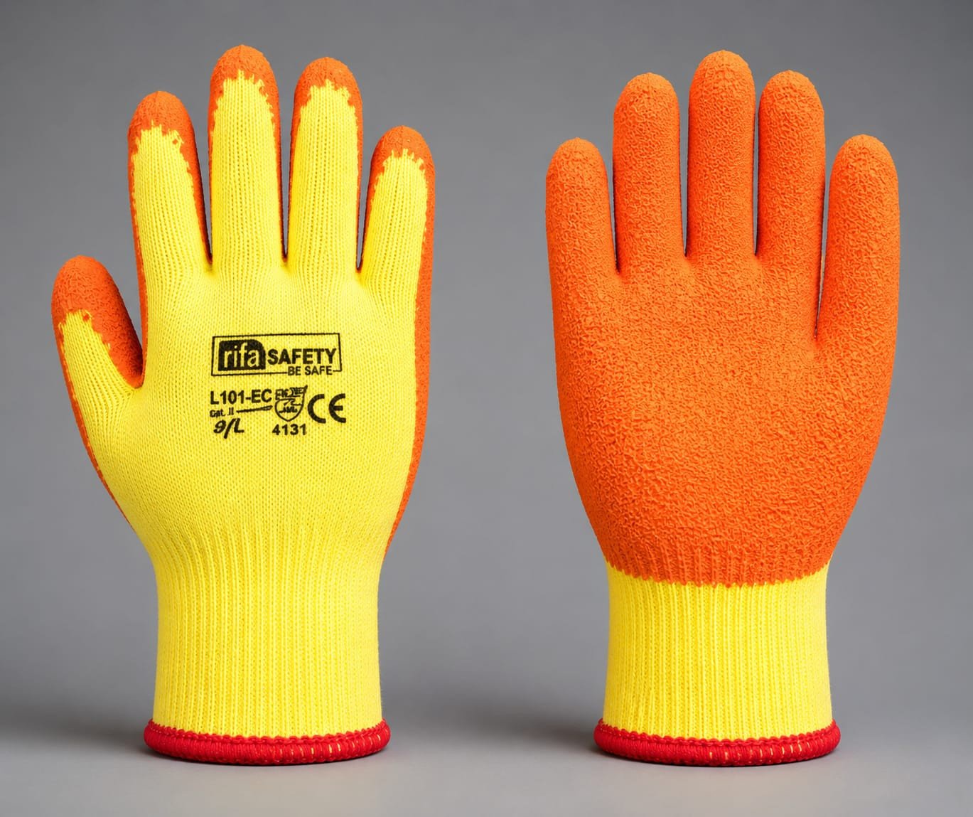 Premium Latex Coated Yellow Orange Hand Gloves Riffa