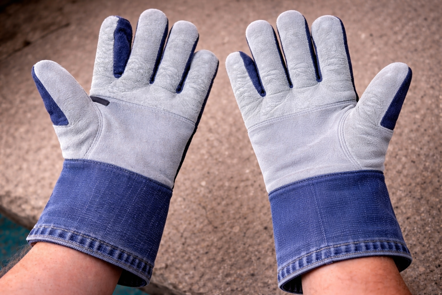 half leather half jeans hand gloves 14"
