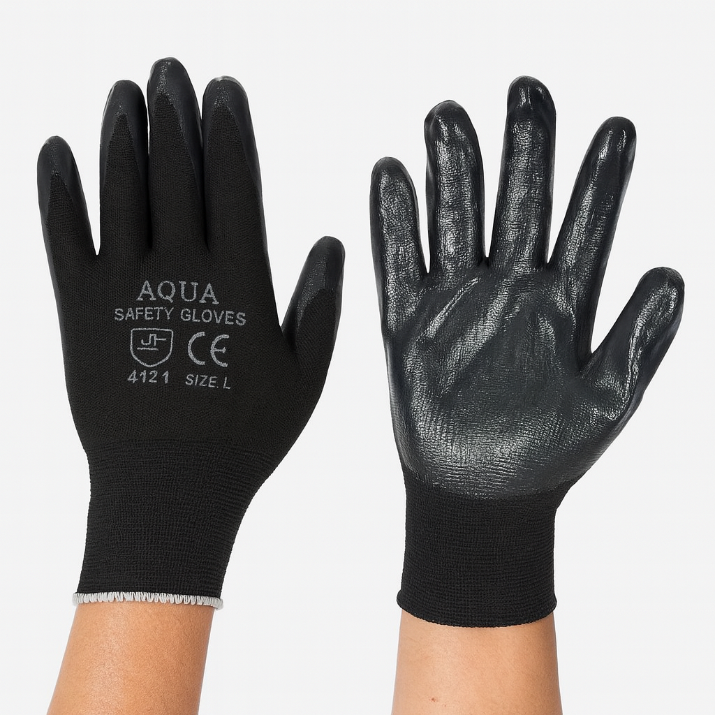 Industrial Nitrile Coated Black On Black Hand Gloves 36 GM