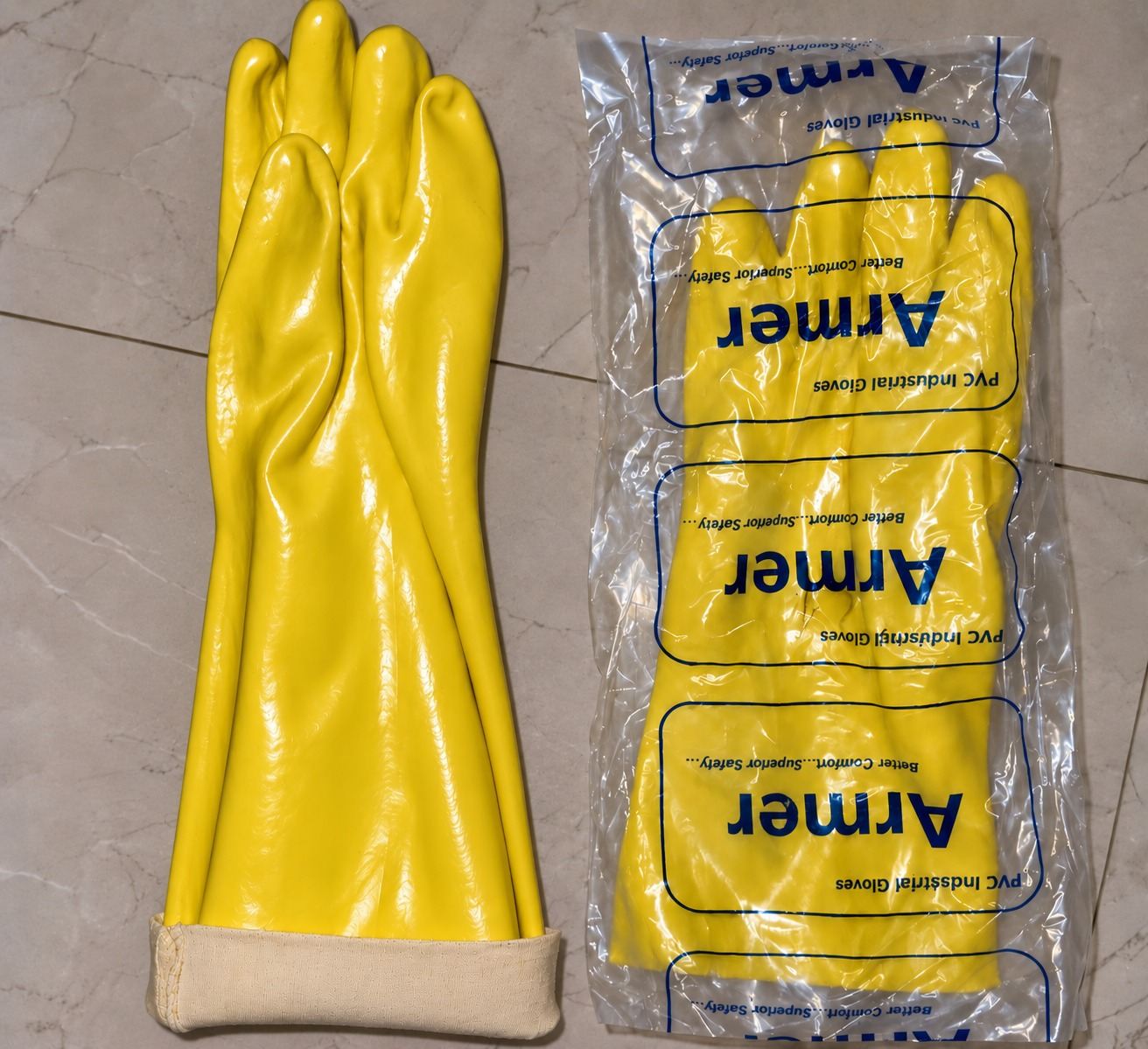 Yellow PVC supported glove 18"