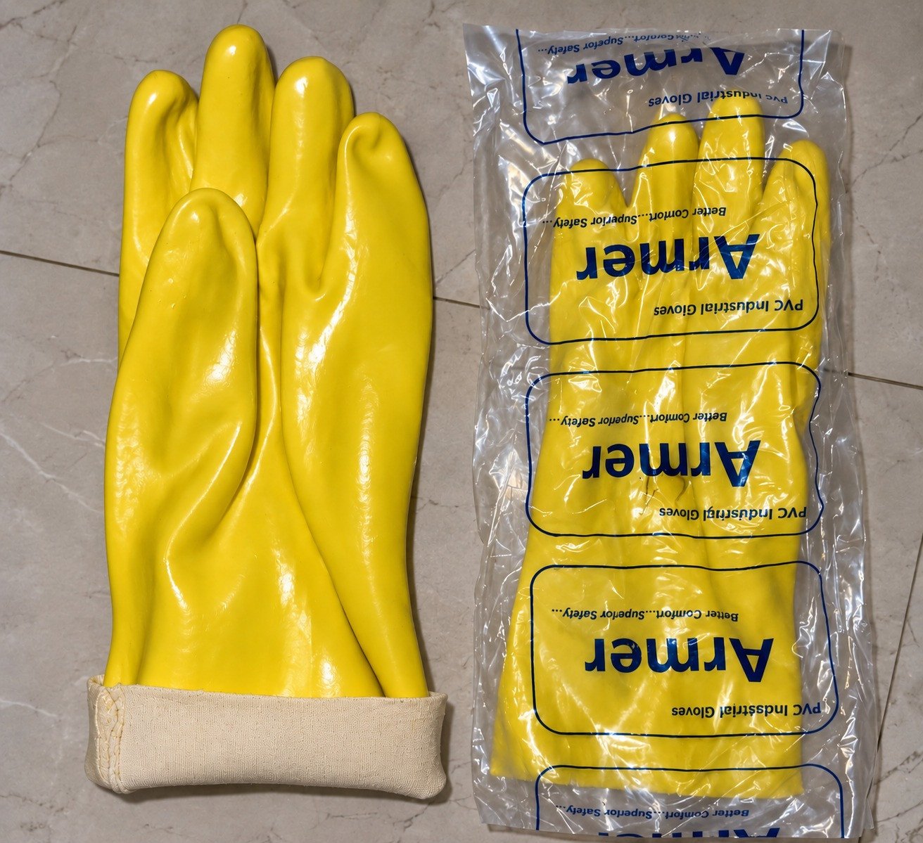 Yellow PVC supported glove 14"